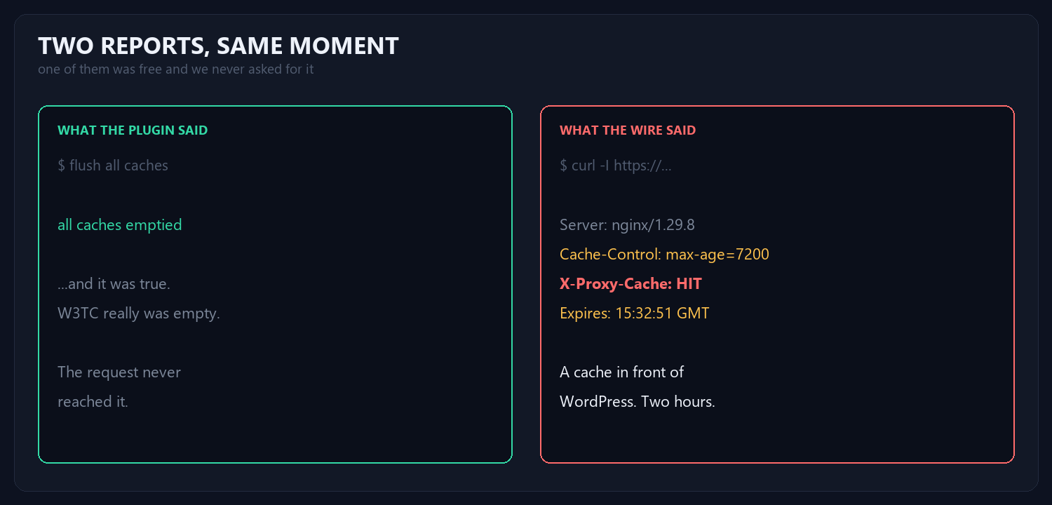 What the plugin reported next to what the wire reported